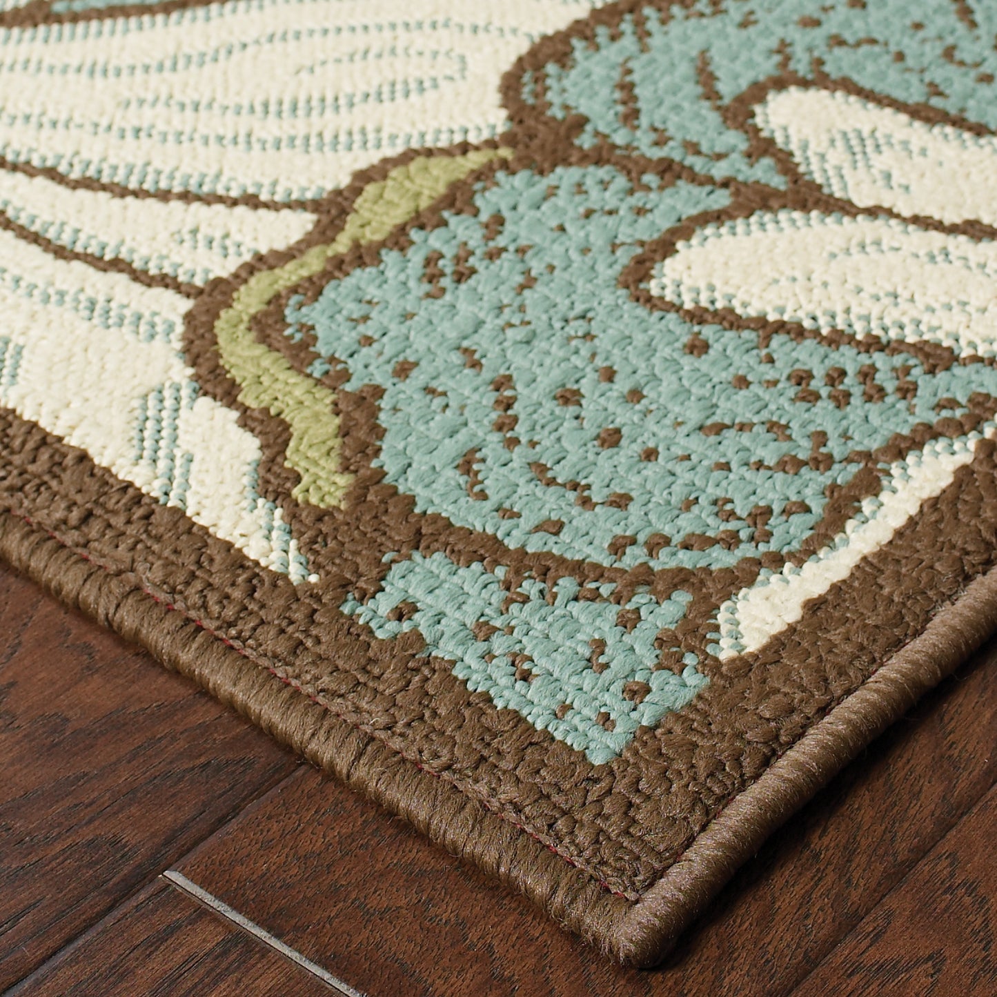 Montego Floral Blue/ Brown Abstract Loop Pile Rug