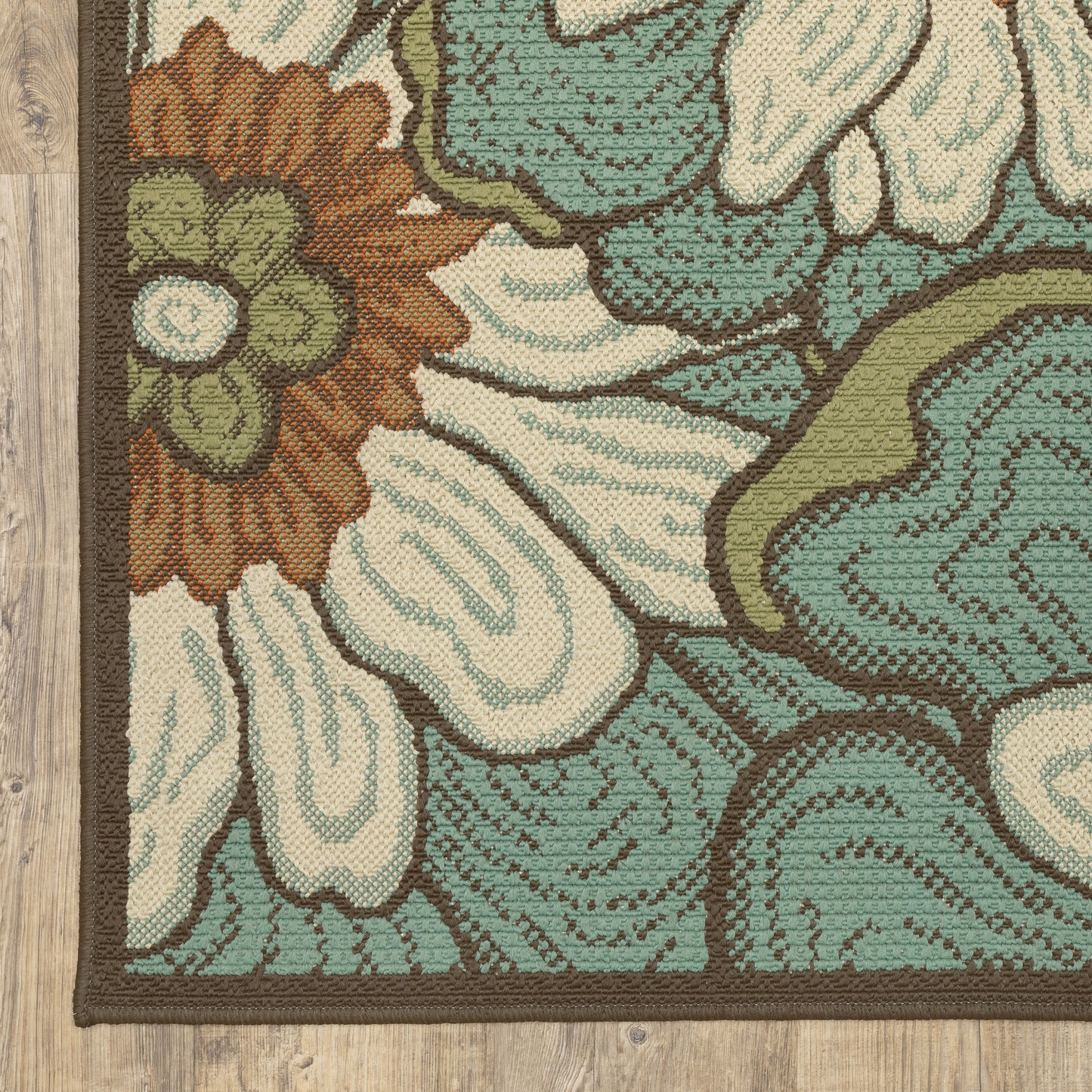 Montego Floral Blue/ Brown Abstract Loop Pile Rug