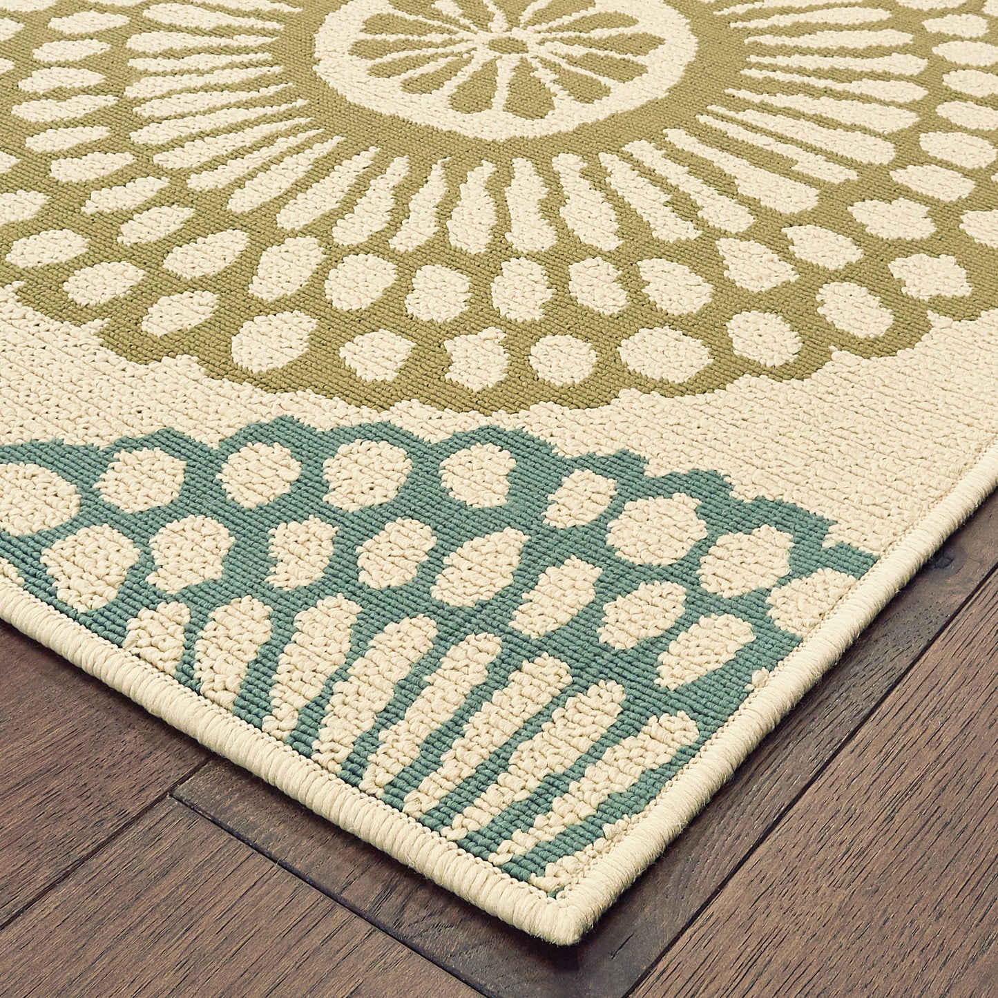 Montego Floral Beige/ Blue Abstract Loop Pile Rug