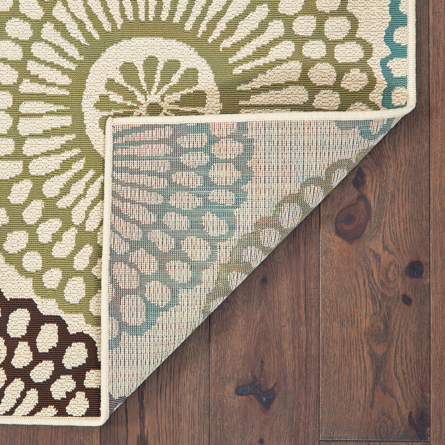 Montego Floral Beige/ Blue Abstract Loop Pile Rug