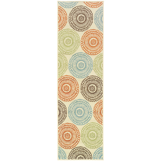 Montego 697J Beige/ Blue Floral Abstract Rug