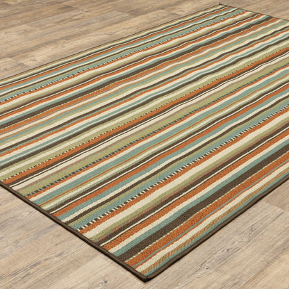 Montego Abstract Green/ Blue Loop Pile Rug