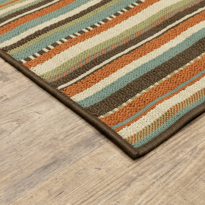 Montego Abstract Green/ Blue Loop Pile Rug