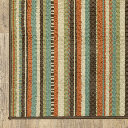 Montego Abstract Green/ Blue Loop Pile Rug