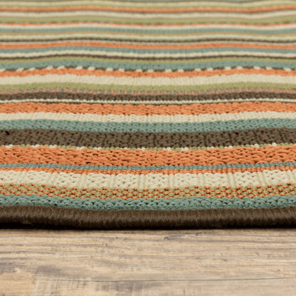Montego Abstract Green/ Blue Loop Pile Rug