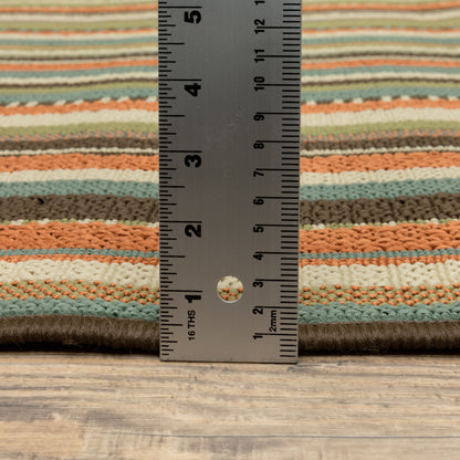 Montego Abstract Green/ Blue Loop Pile Rug