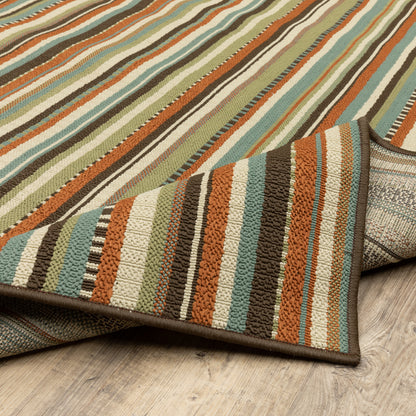 Montego Abstract Green/ Blue Loop Pile Rug