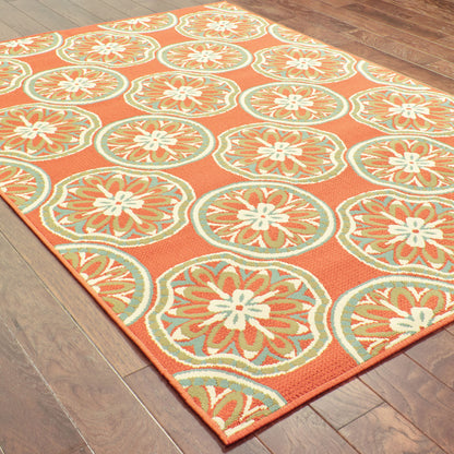 Montego Floral Rust/ Ivory Abstract Loop Pile Rug