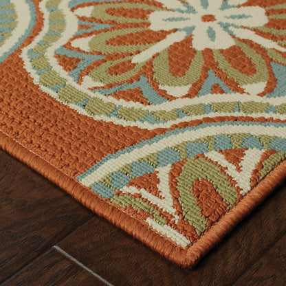 Montego Floral Rust/ Ivory Abstract Loop Pile Rug