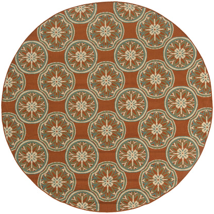 Montego Floral Rust/ Ivory Abstract Loop Pile Rug