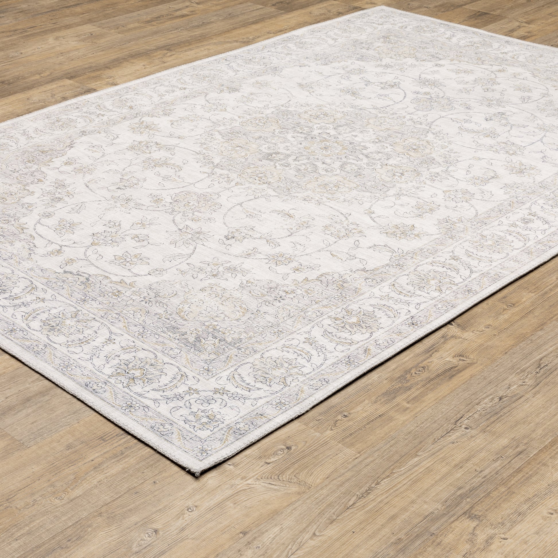 Myers Park Distressed Beige/ Gold Oriental Flat Weave Rug
