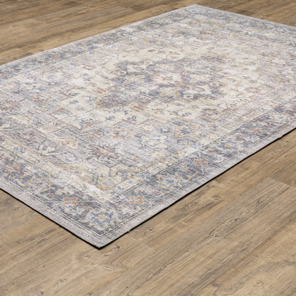 Myers Park Distressed Blue/ Gold Medallion Flat Weave Rug