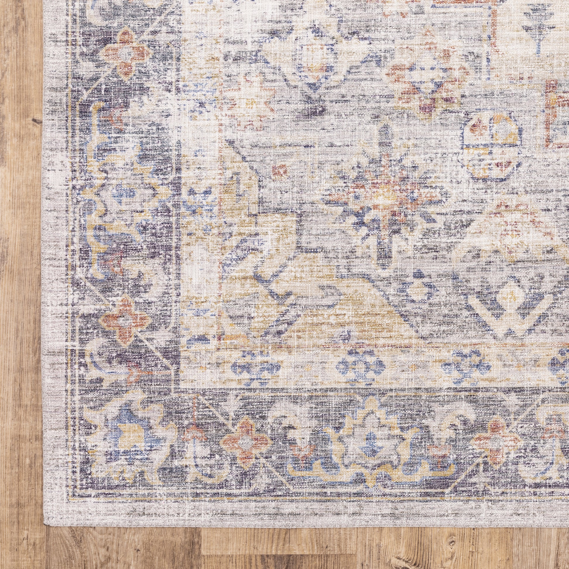 Myers Park Distressed Blue/ Gold Medallion Flat Weave Rug