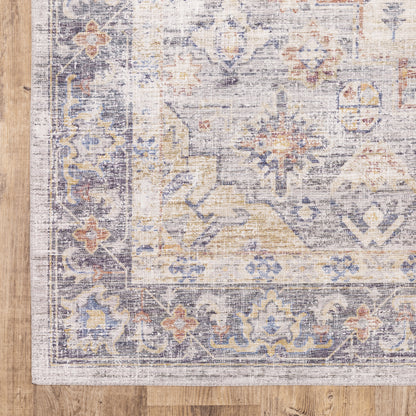 Myers Park Distressed Blue/ Gold Medallion Flat Weave Rug