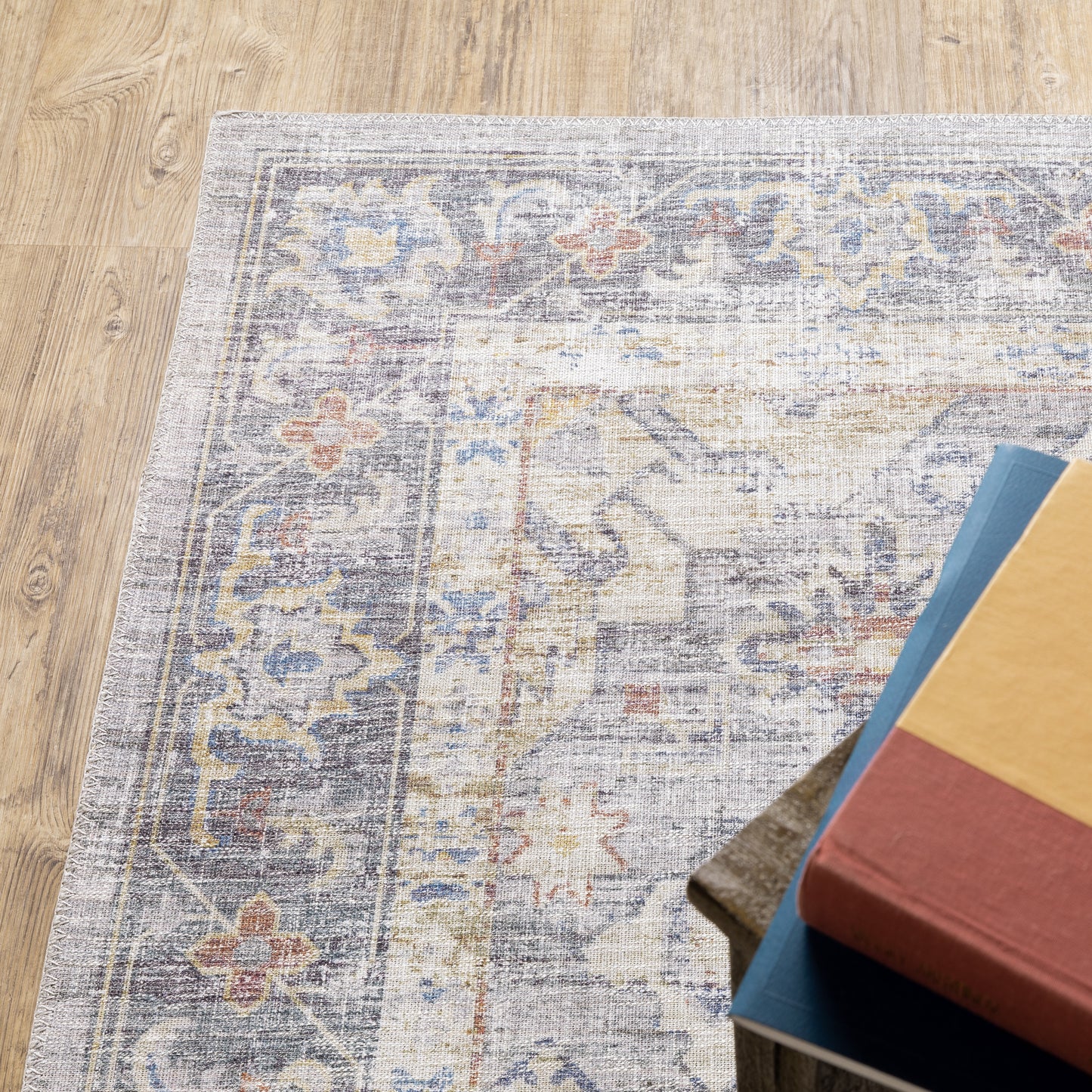 Myers Park Distressed Blue/ Gold Medallion Flat Weave Rug