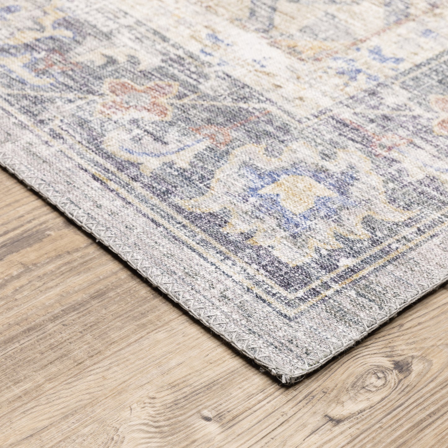 Myers Park Distressed Blue/ Gold Medallion Flat Weave Rug