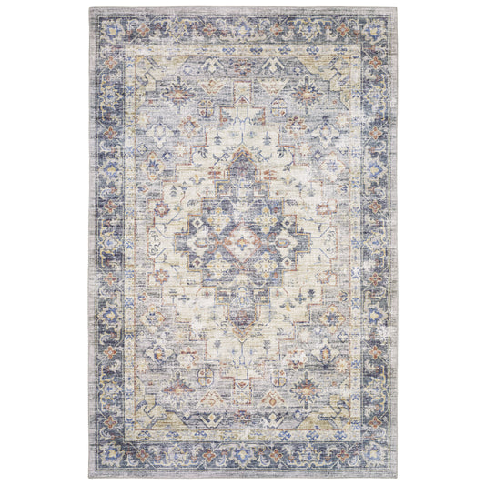 Myers Park MYP02 Blue Distressed Rug