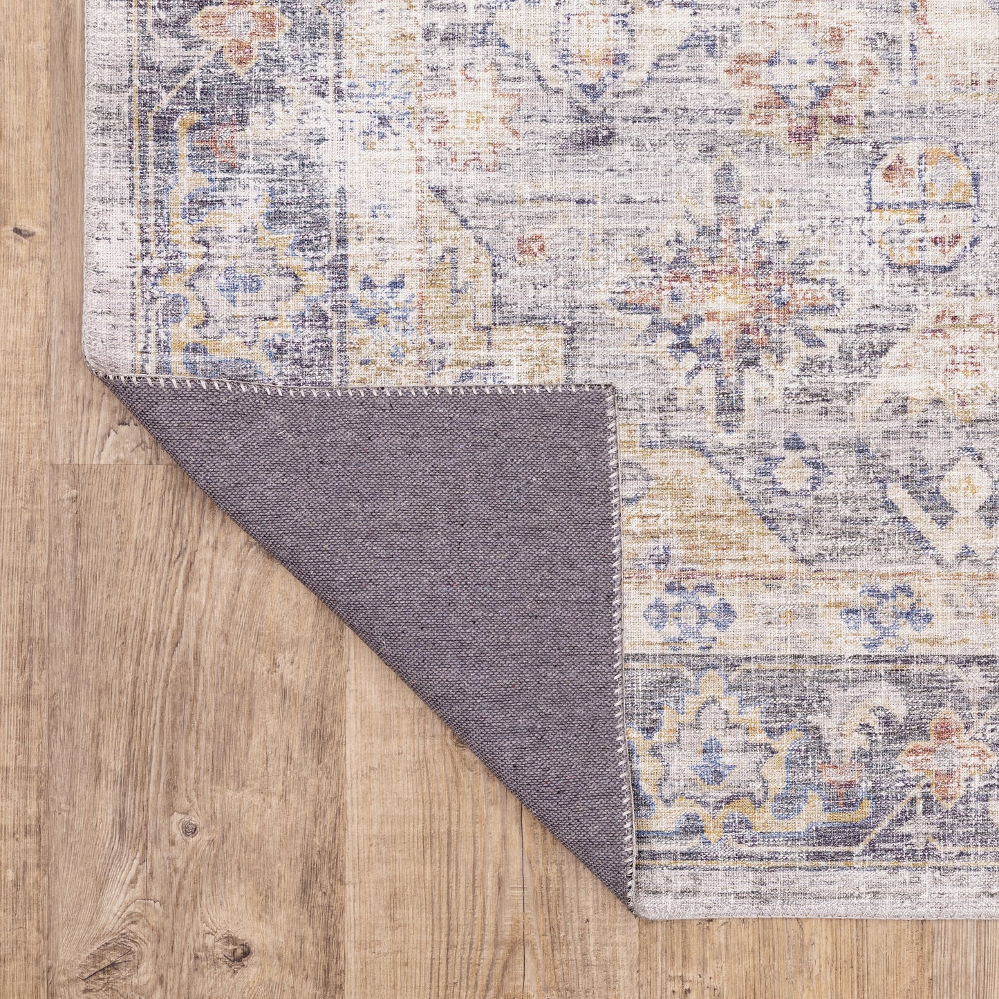 Myers Park Distressed Blue/ Gold Medallion Flat Weave Rug