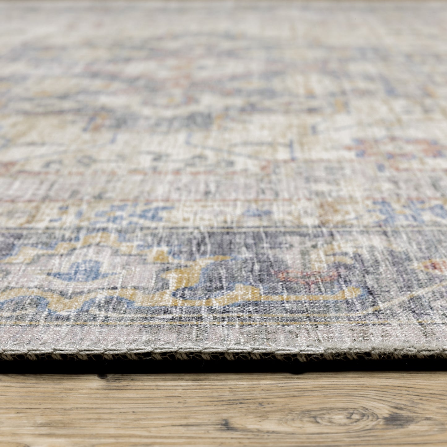 Myers Park Distressed Blue/ Gold Medallion Flat Weave Rug