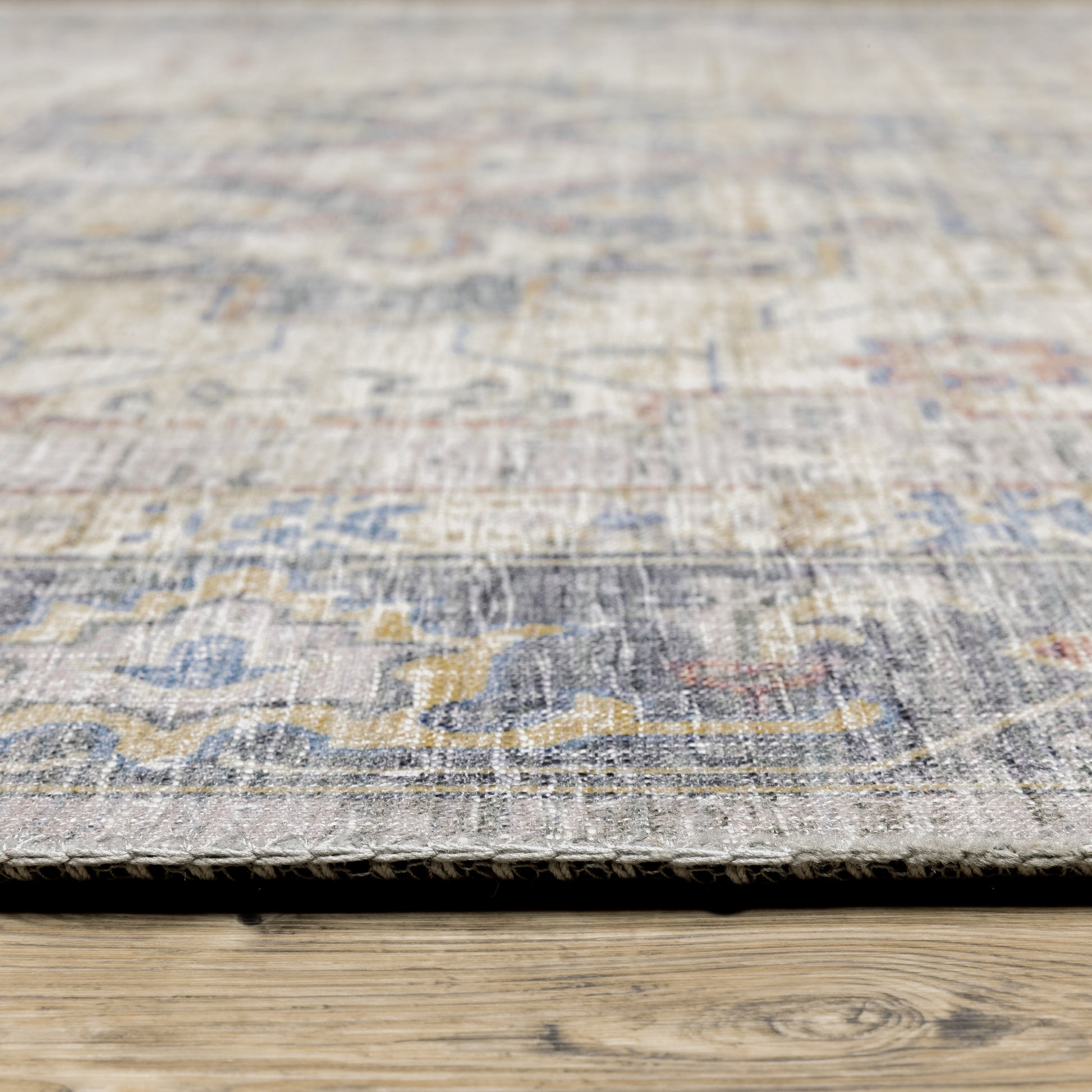 Myers Park Distressed Blue/ Gold Medallion Flat Weave Rug