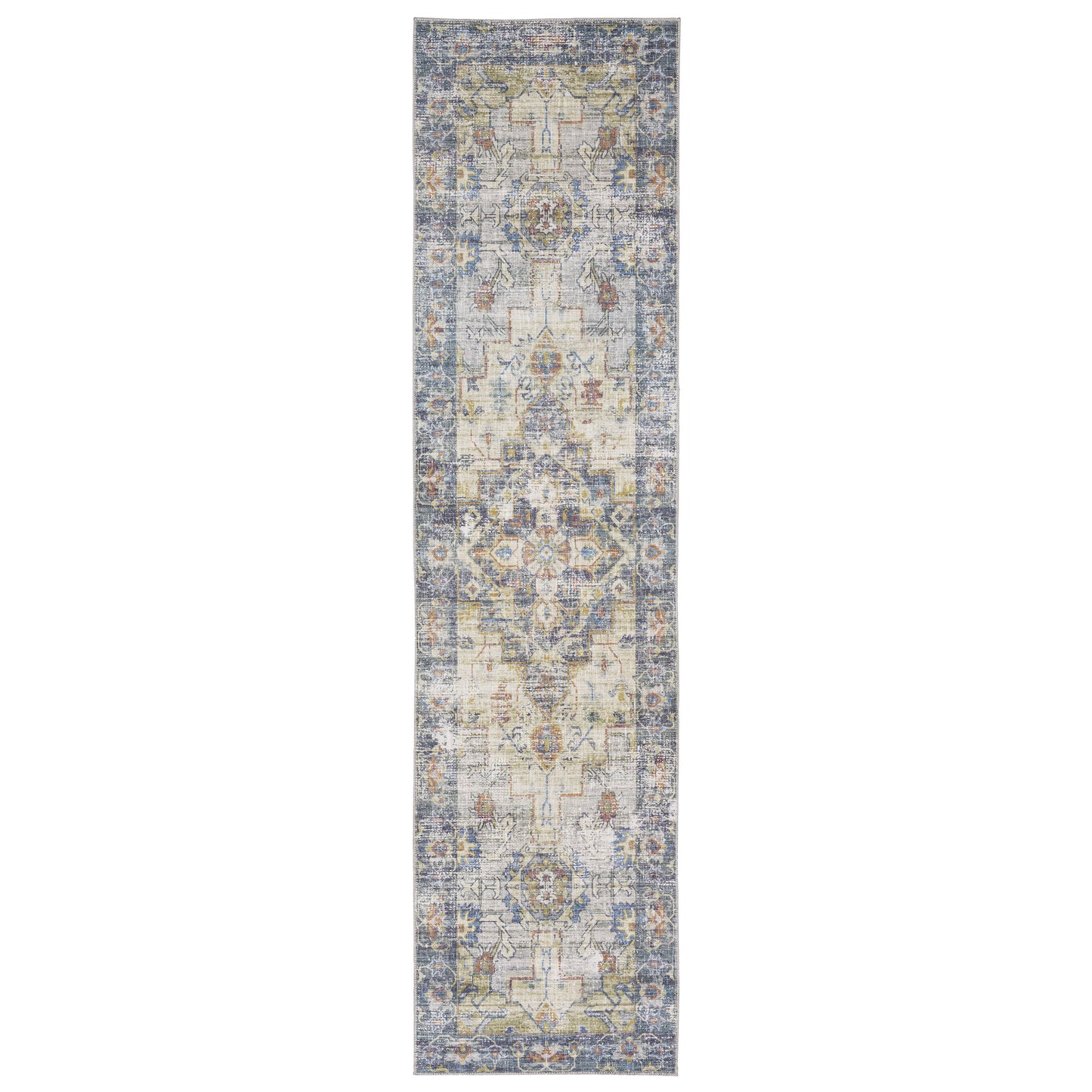 Myers Park Myp02 Blue/ Gold Distressed Medallion Rug