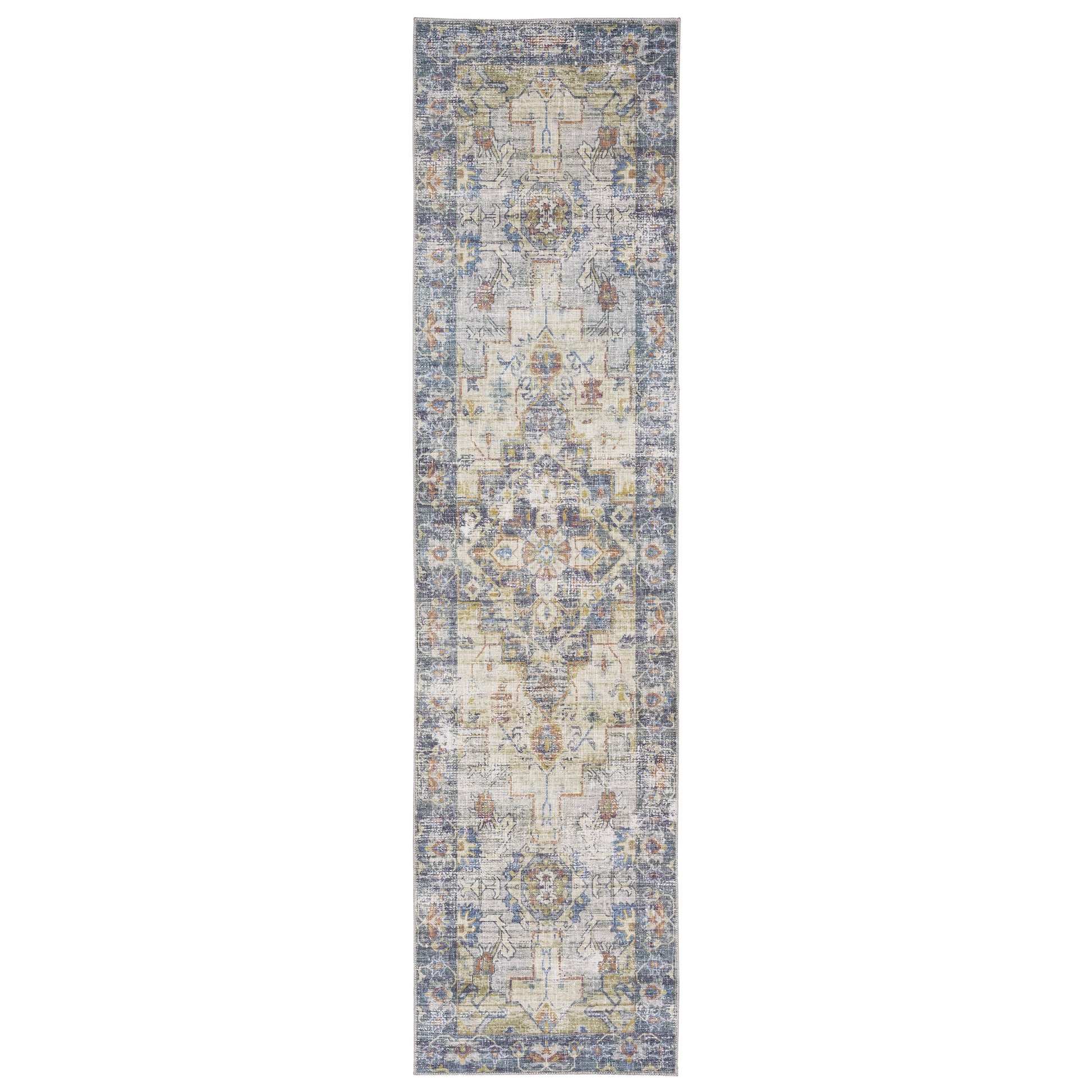 Myers Park Myp02 Blue/ Gold Distressed Medallion Rug