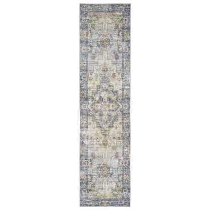 Myers Park Myp02 Blue/ Gold Distressed Medallion Rug