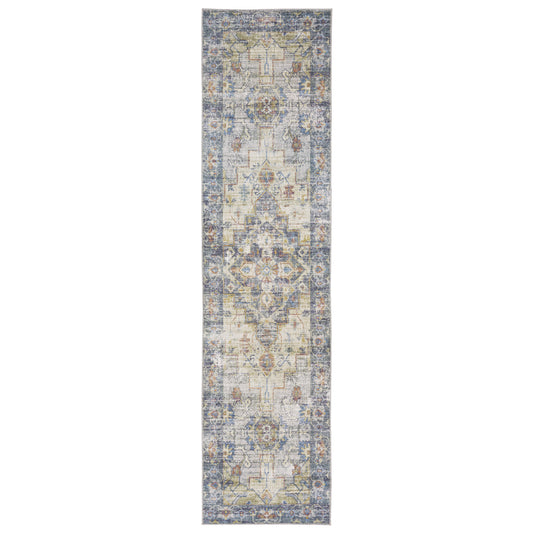 Myers Park Myp02 Blue/ Gold Distressed Medallion Rug
