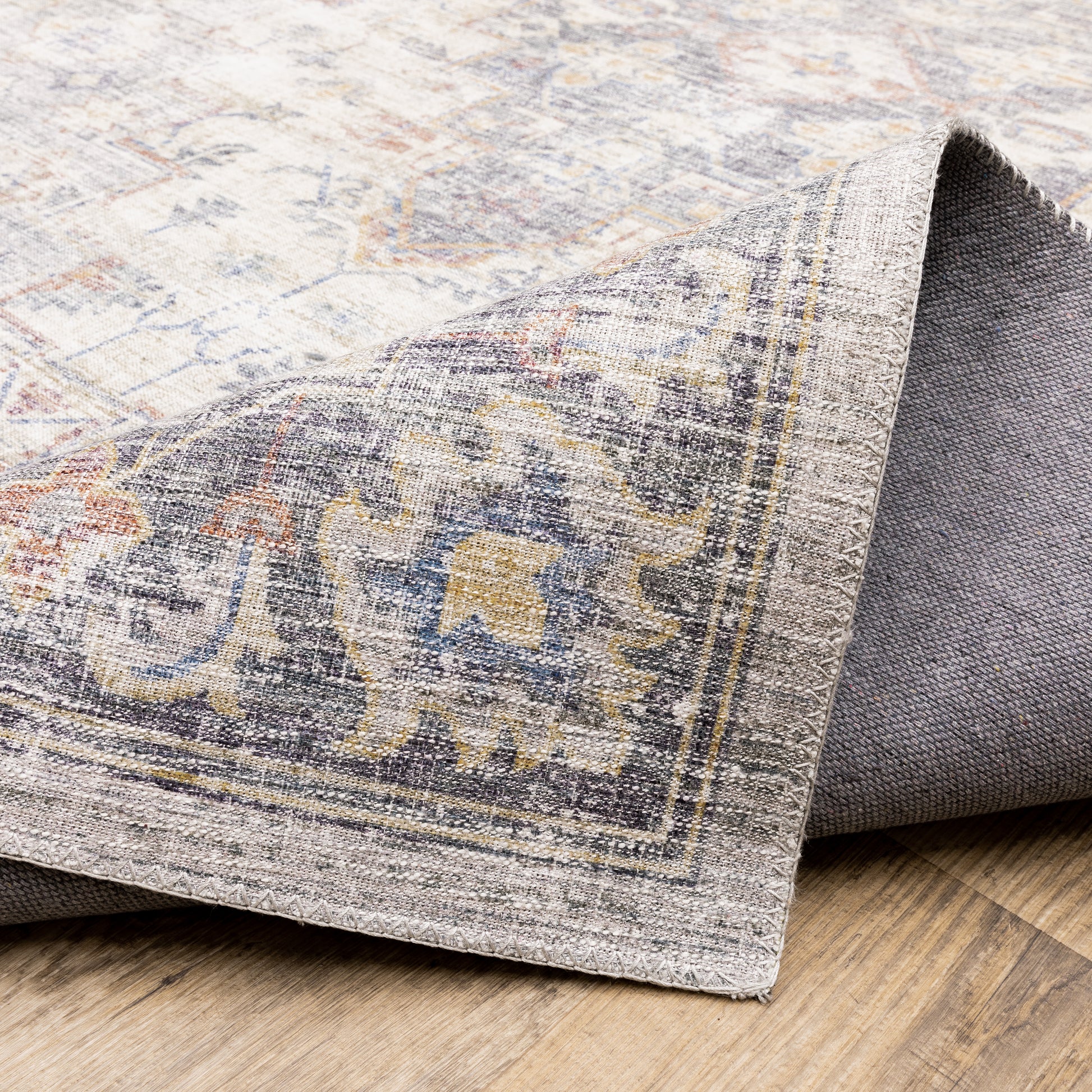 Myers Park Distressed Blue/ Gold Medallion Flat Weave Rug