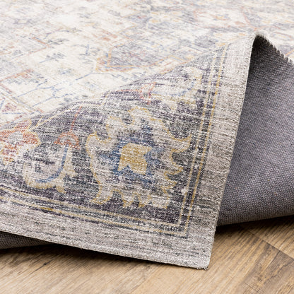 Myers Park Distressed Blue/ Gold Medallion Flat Weave Rug