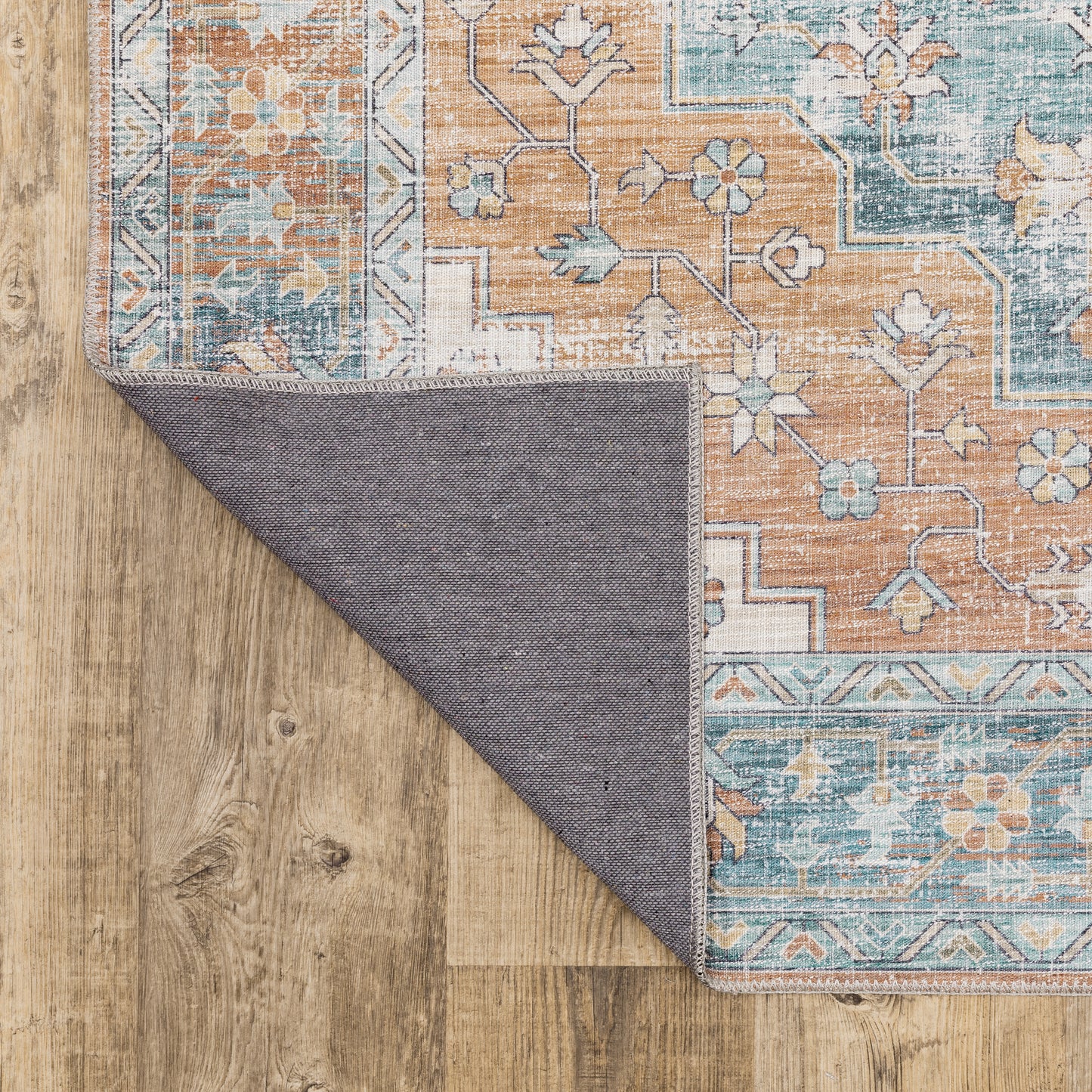 Myers Park Distressed Rust/ Blue Medallion Flat Weave Rug
