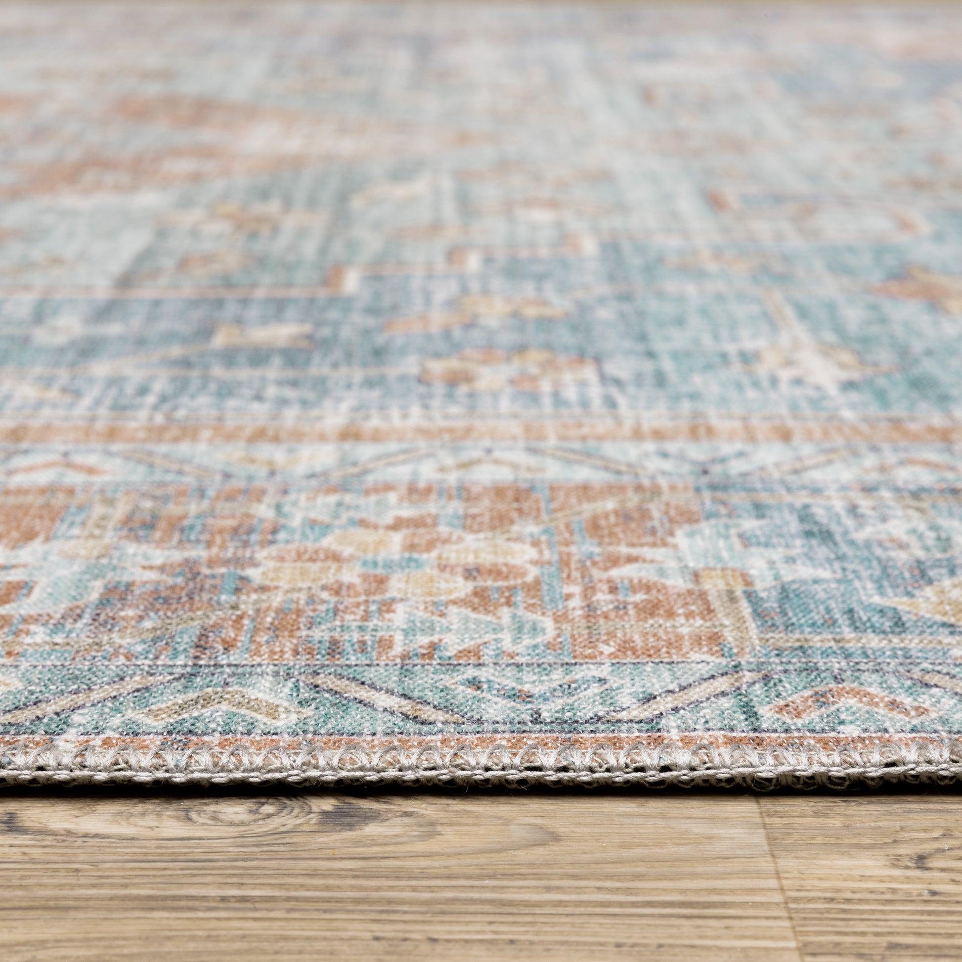 Myers Park Distressed Rust/ Blue Medallion Flat Weave Rug