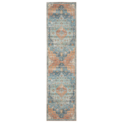 Myers Park Myp03 Rust/ Blue Distressed Medallion Rug