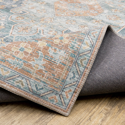 Myers Park Distressed Rust/ Blue Medallion Flat Weave Rug
