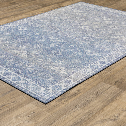 Myers Park Distressed Blue/ Ivory Oriental Flat Weave Rug