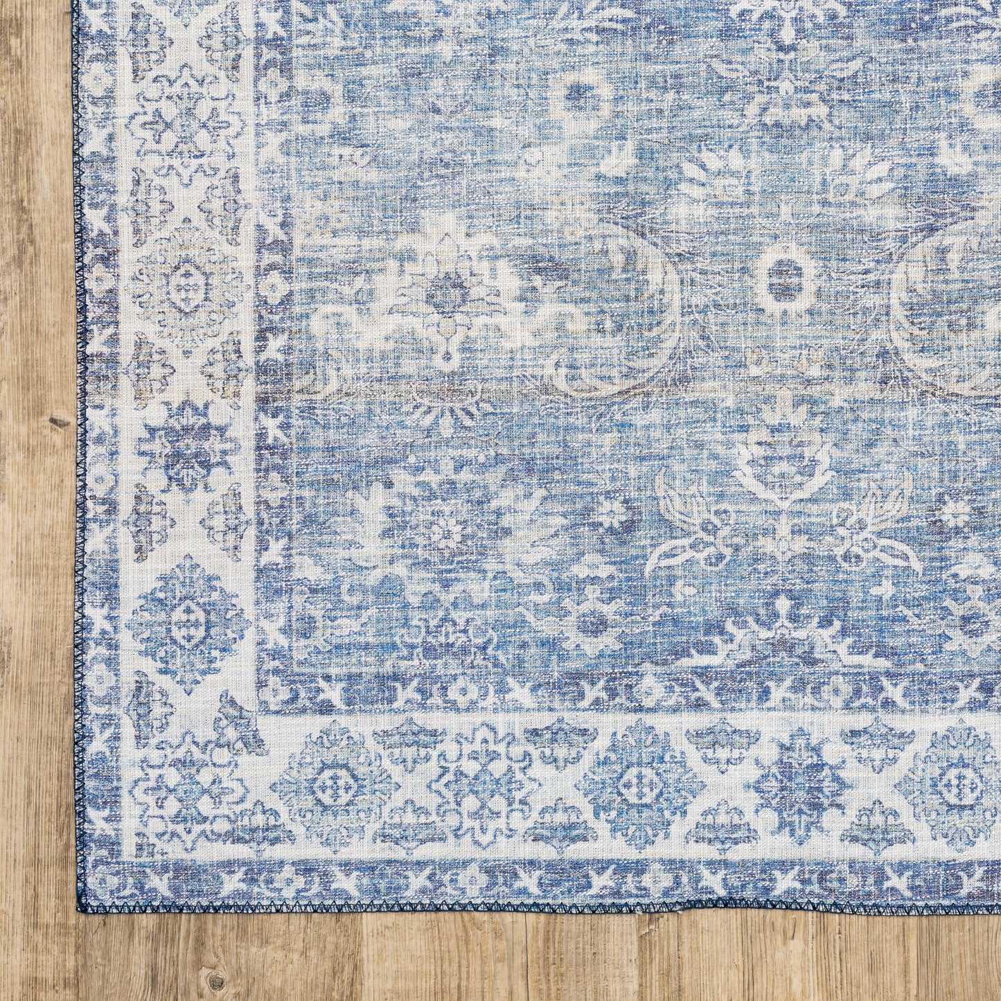 Myers Park Distressed Blue/ Ivory Oriental Flat Weave Rug