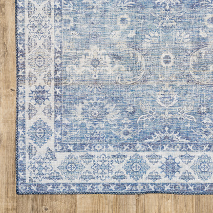 Myers Park Distressed Blue/ Ivory Oriental Flat Weave Rug