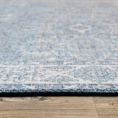 Myers Park Distressed Blue/ Ivory Oriental Flat Weave Rug