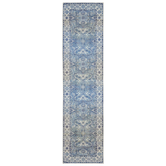 Myers Park Myp04 Blue/ Ivory Distressed Oriental Rug