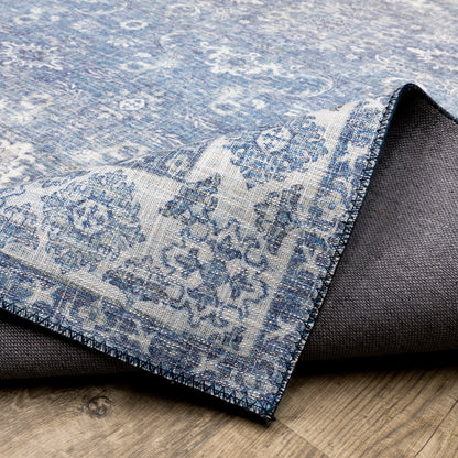 Myers Park Distressed Blue/ Ivory Oriental Flat Weave Rug
