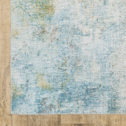 Myers Park Abstract Yellow/ Blue Flat Weave Rug
