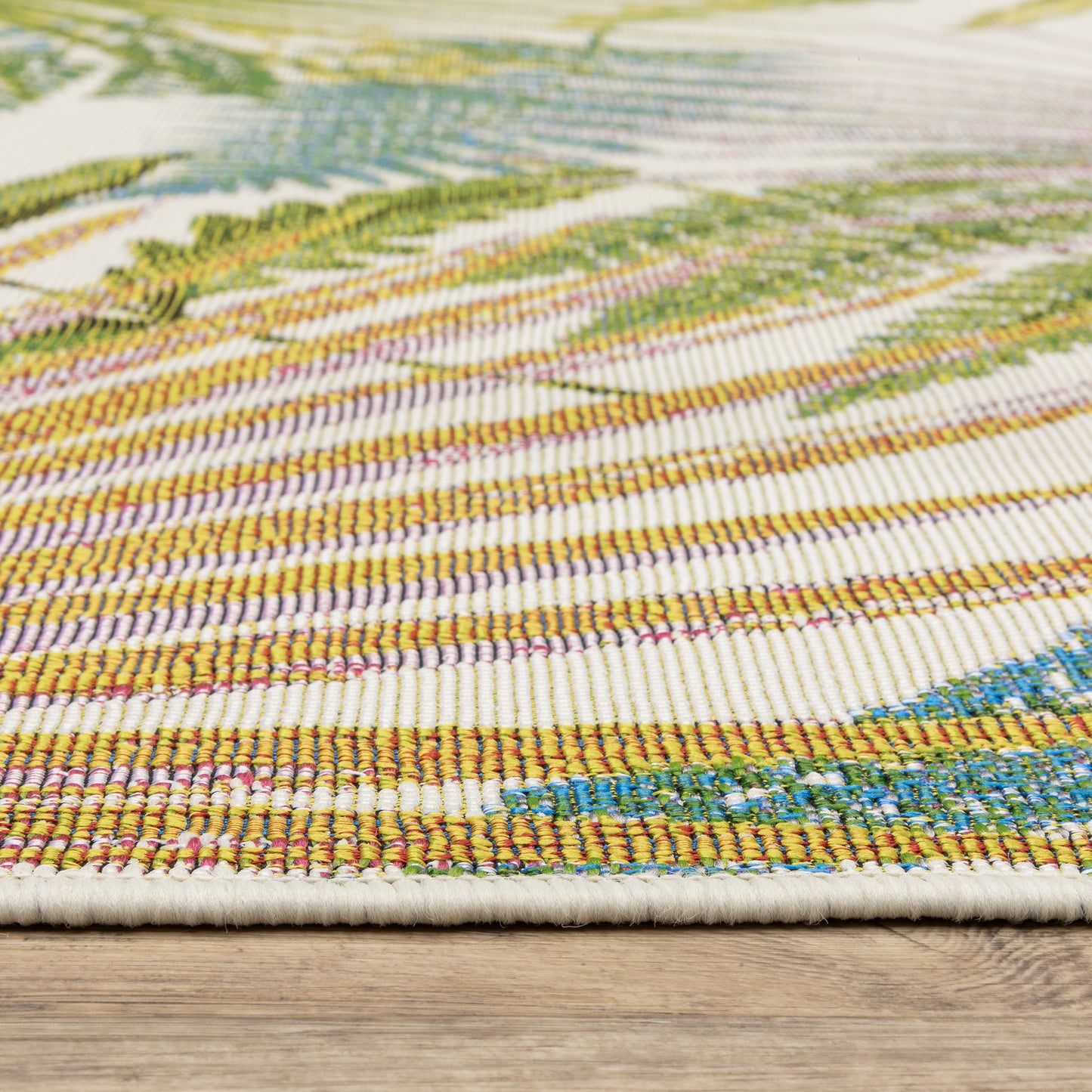 Naples Botanical Green/ Ivory Tropical Flat Weave Rug