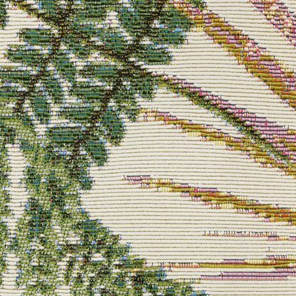 Naples Botanical Green/ Ivory Tropical Flat Weave Rug