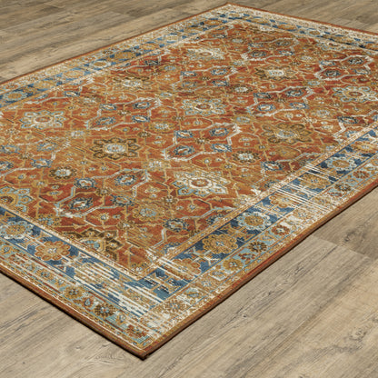 Naples Distressed Rust/ Blue Outdoor Flat Weave Rug