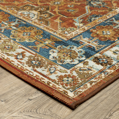 Naples Distressed Rust/ Blue Outdoor Flat Weave Rug