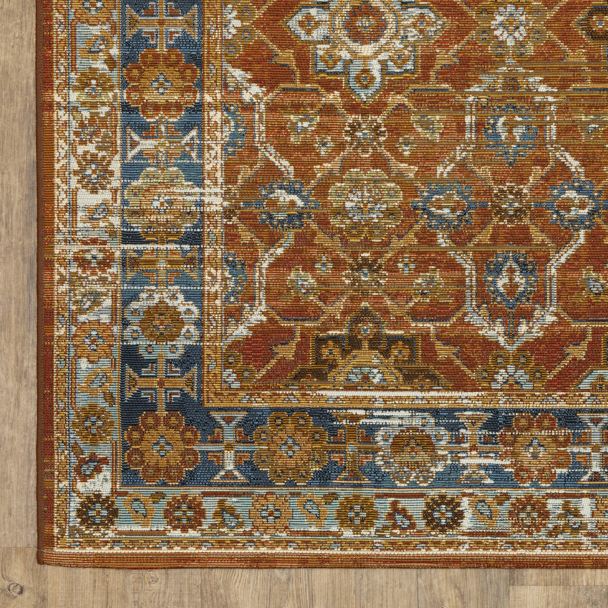 Naples Distressed Rust/ Blue Outdoor Flat Weave Rug