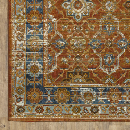 Naples Distressed Rust/ Blue Outdoor Flat Weave Rug