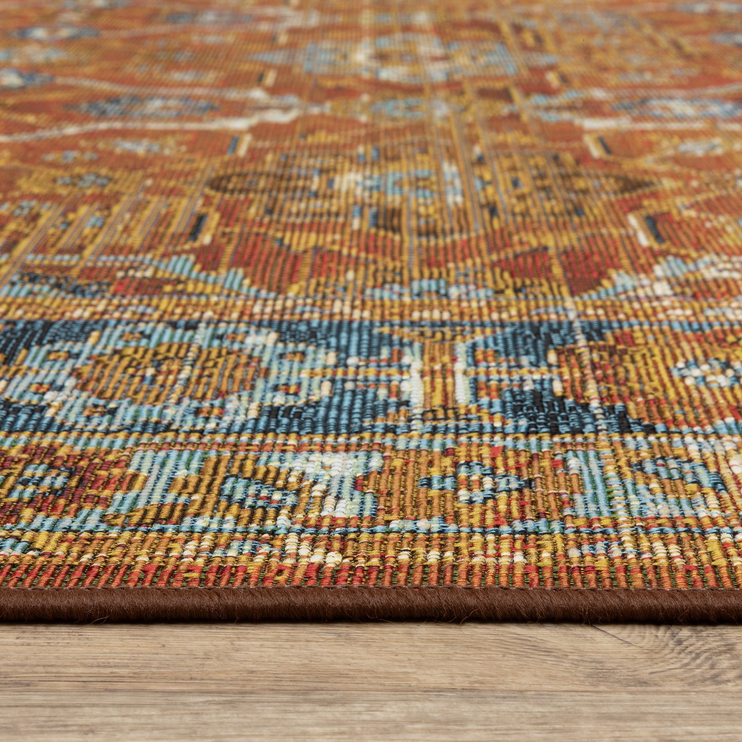 Naples Distressed Rust/ Blue Outdoor Flat Weave Rug