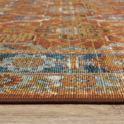 Naples Distressed Rust/ Blue Outdoor Flat Weave Rug