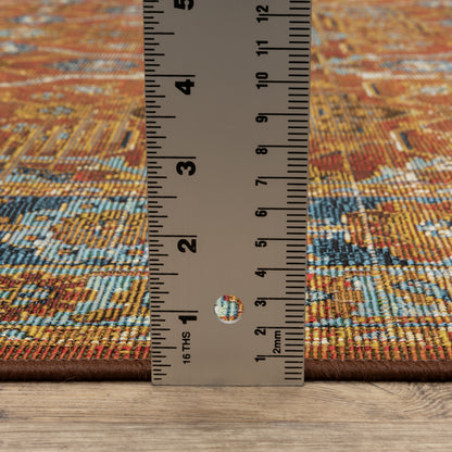 Naples Distressed Rust/ Blue Outdoor Flat Weave Rug